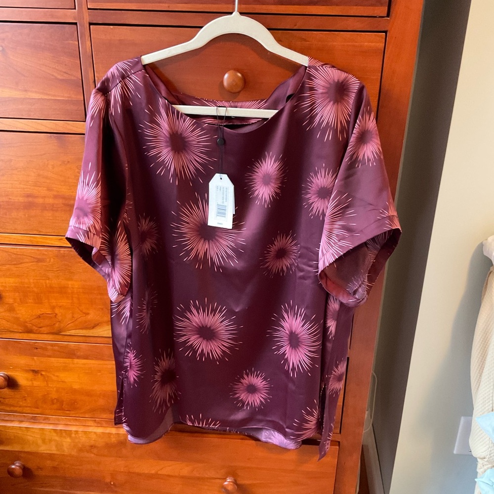 Universal Standard Plum Starburst Alice Boatneck Blouse NWT